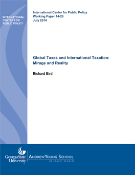 Global Taxes and International Taxation: Mirage and Reality