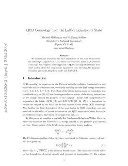 QCD Cosmology from the Lattice Equation of State