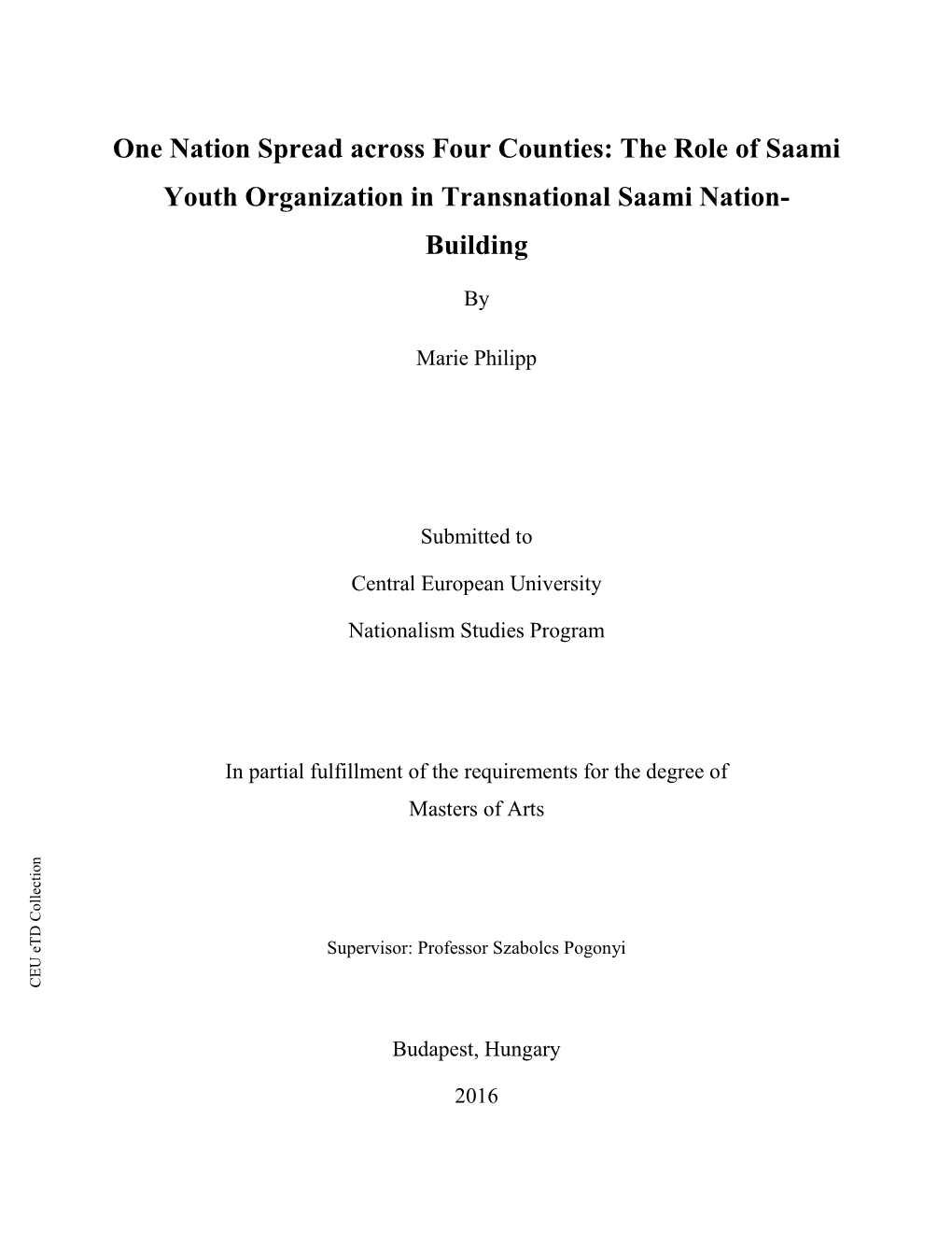 The Role of Saami Youth Organization in Transnational Saami Nation- Building