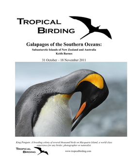 Galapagos of the Southern Oceans: Subantarctic Islands of New Zealand and Australia Keith Barnes