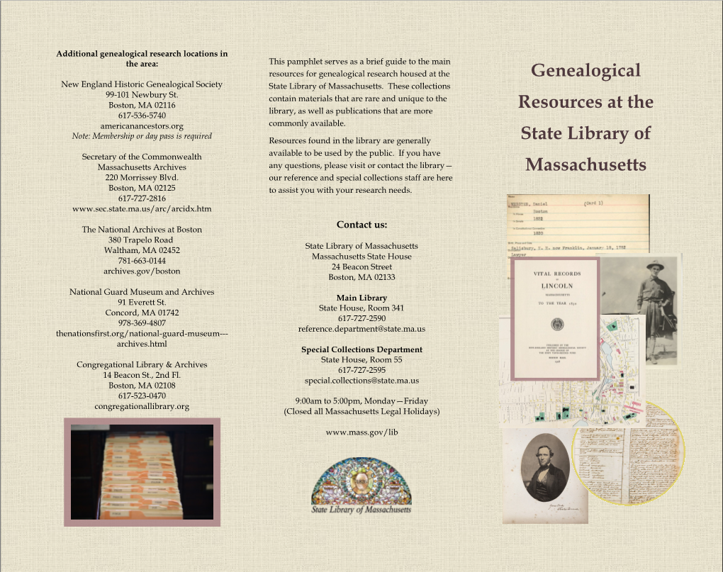 Genealogical Resources at the State Library of Massachusetts