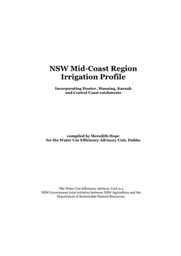 NSW Mid-Coast Region Irrigation Profile