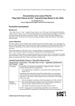 Documentary Lens Lesson Plan for “They Didn't Starve Us Out”