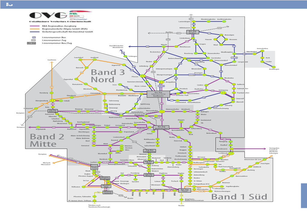 Band 1 Süd Band 2 Mitte Band 3 Nord