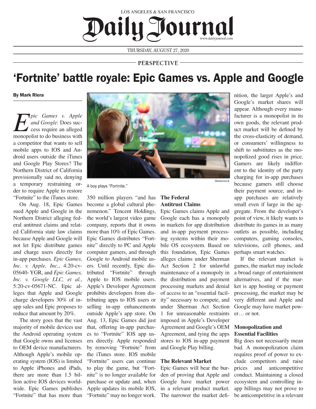 Fortnite' Battle Royale: Epic Games Vs Apple and Google