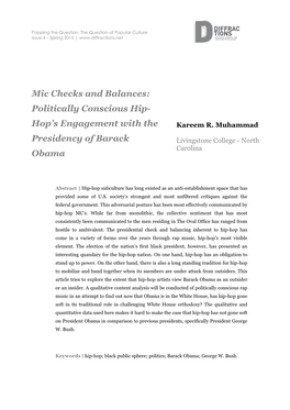 Mic Checks and Balances: Politically Conscious Hip