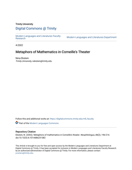 Metaphors of Mathematics in Corneille's Theater