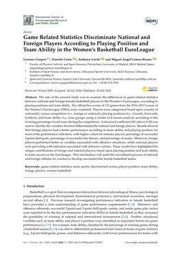 Game Related Statistics Discriminate National and Foreign Players According to Playing Position and Team Ability in the Women’S Basketball Euroleague