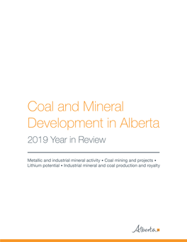 Coal and Mineral Development in Alberta 2019 Year in Review
