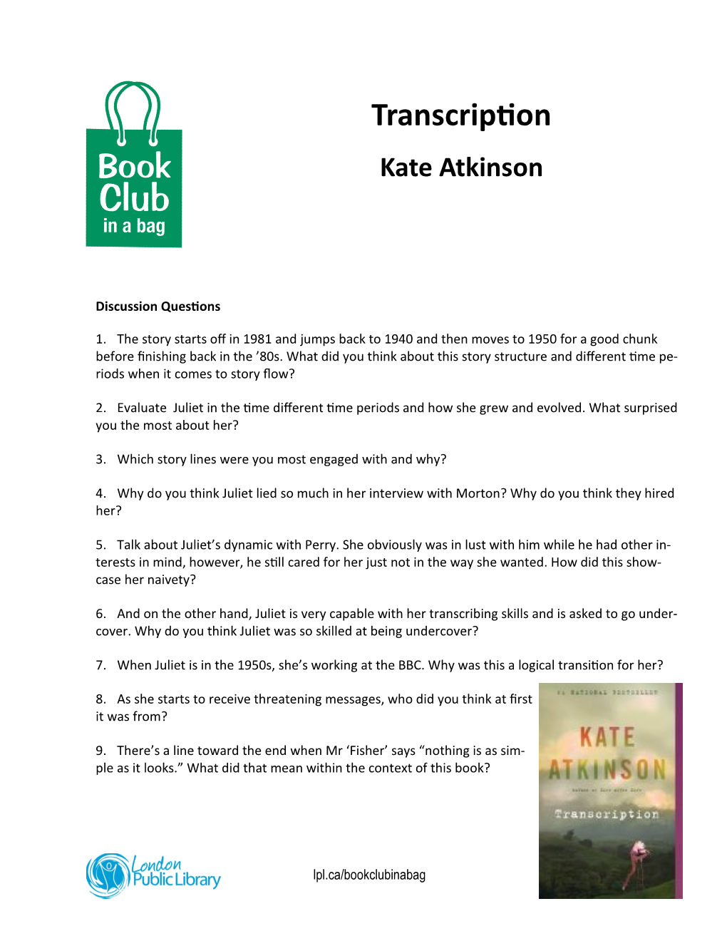 Transcription Kate Atkinson