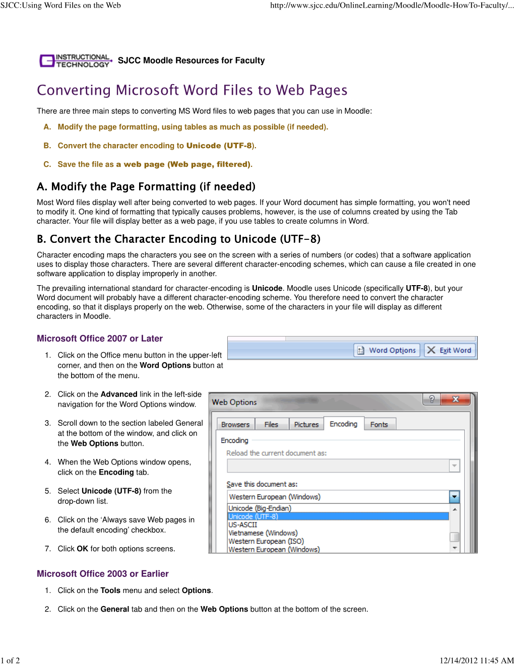 Converting Microsoft Word Files to Web Pages