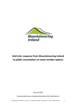 Grid Link: Response from Mountaineering Ireland to Public Consultation on Route Corridor Options