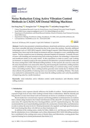 Noise Reduction Using Active Vibration Control Methods in CAD/CAM Dental Milling Machines