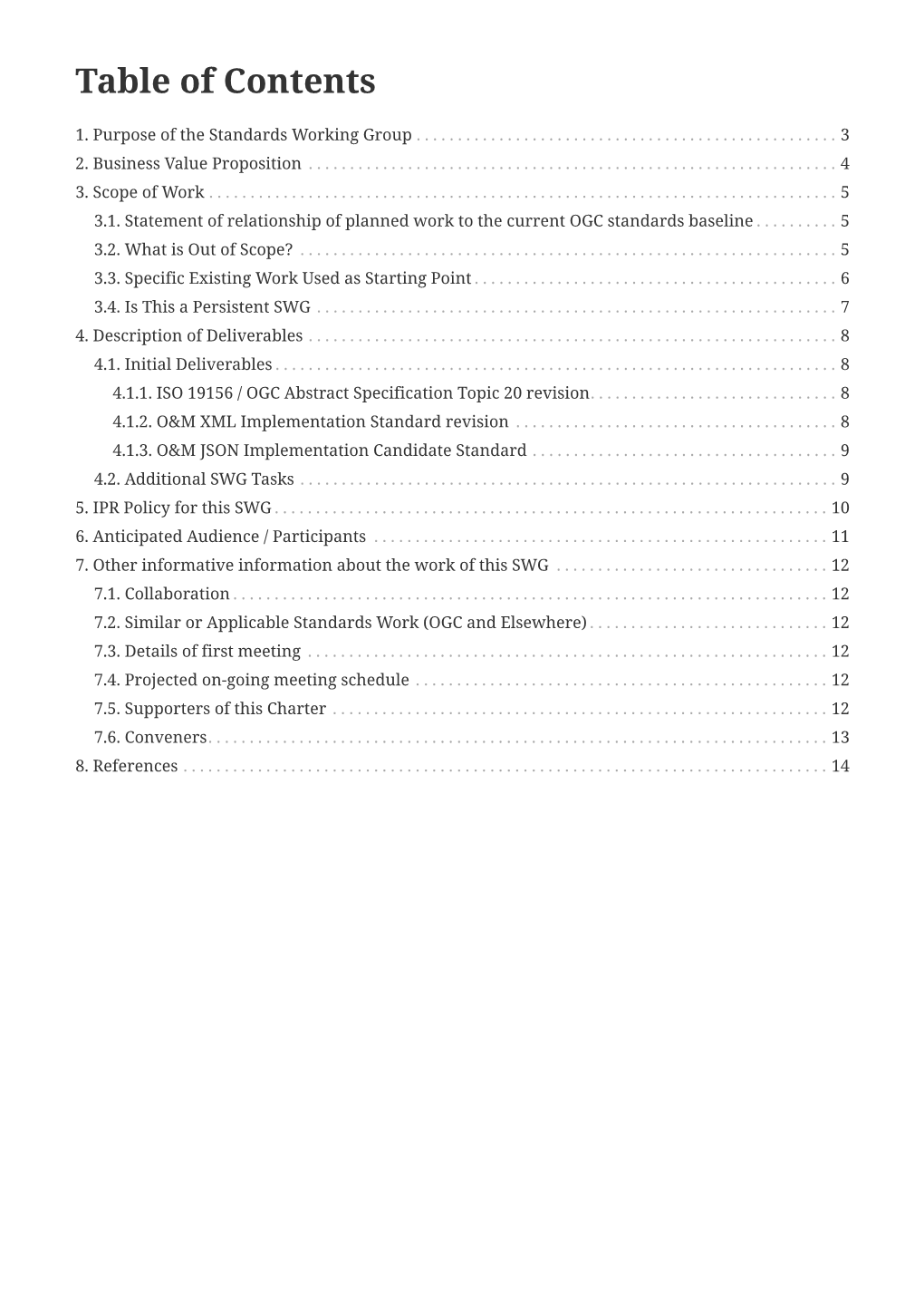 OGC Observations and Measurements Standards Working Group Charter