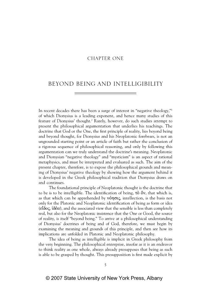 Beyond Being and Intelligibility