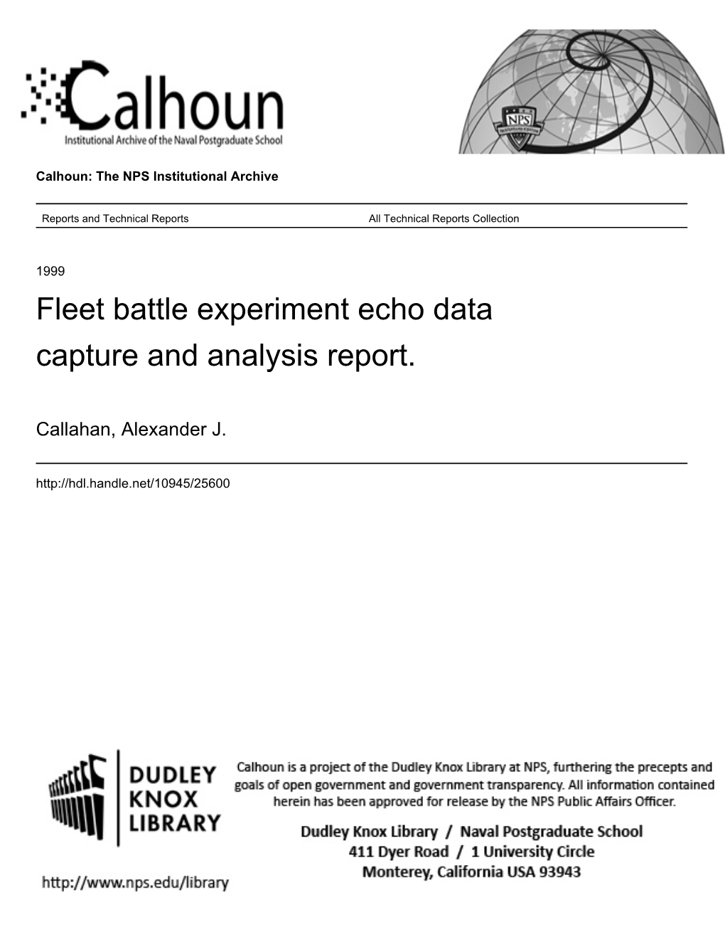 Fleet Battle Experiment Echo Data Capture and Analysis Report