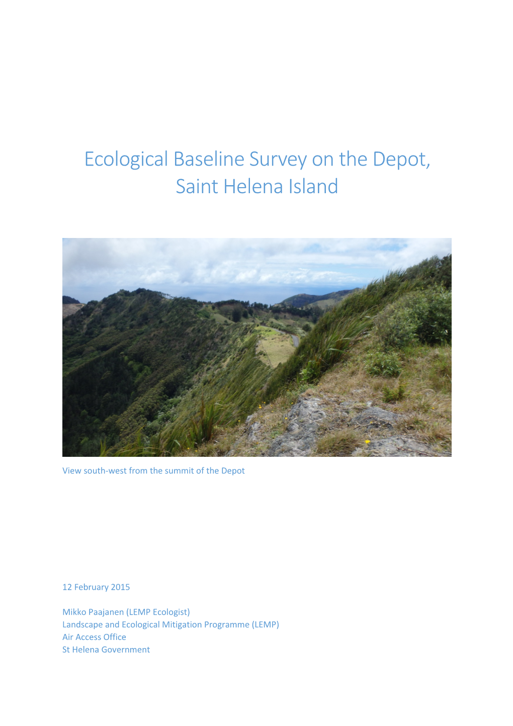 Ecological Baseline Survey on the Depot 2015