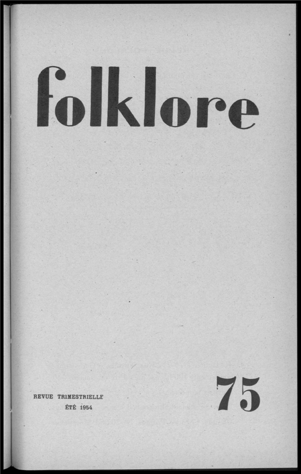 Été 1954 75 Revue Folklore