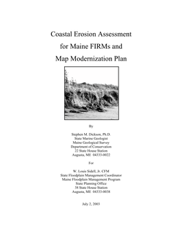 Coastal Erosion Assessment for Maine Firms and Map Modernization Plan