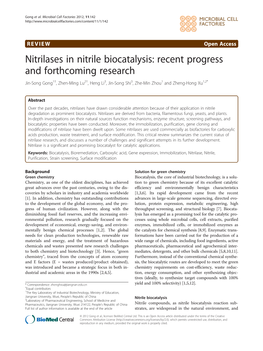 Nitrilases in Nitrile Biocatalysis
