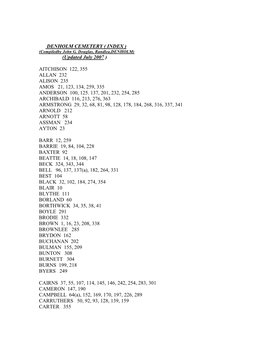 DENHOLM CEMETERY ( INDEX ) (Compiledby John G