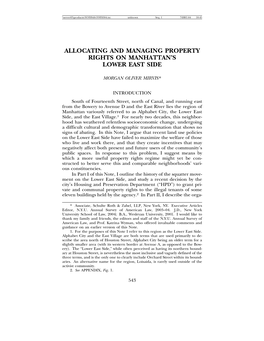 Allocating and Managing Property Rights on Manhattan's Lower East Side