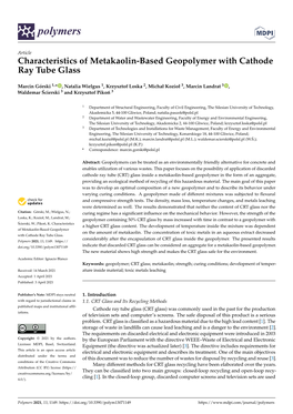 Characteristics of Metakaolin-Based Geopolymer with Cathode Ray Tube Glass