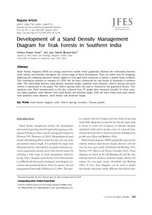 Development of a Stand Density Management Diagram for Teak Forests in Southern India