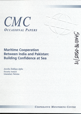 Maritime Cooperation Between India and Pakistan: Building Confidence at Sea