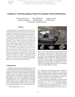 Lighthouse: Predicting Lighting Volumes for Spatially-Coherent Illumination