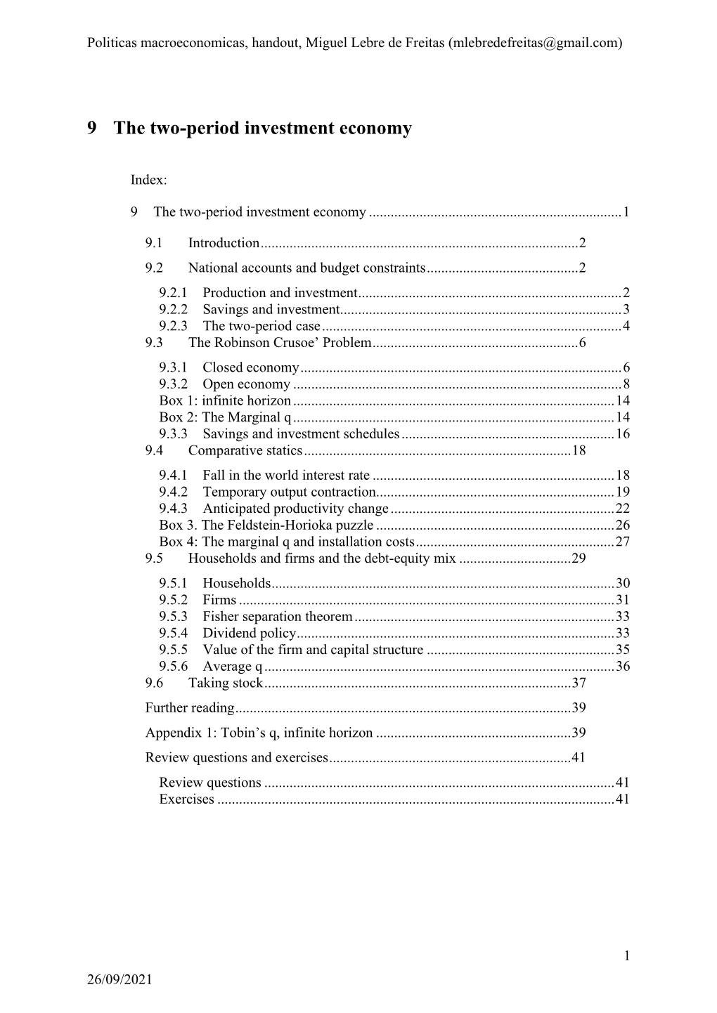 9. the Two-Period Investment Economy