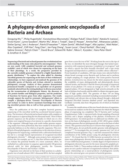 A Phylogeny-Driven Genomic Encyclopaedia of Bacteria and Archaea