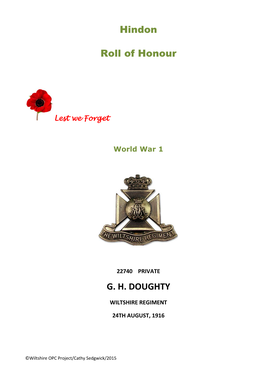 Hindon Roll of Honour G. H. DOUGHTY