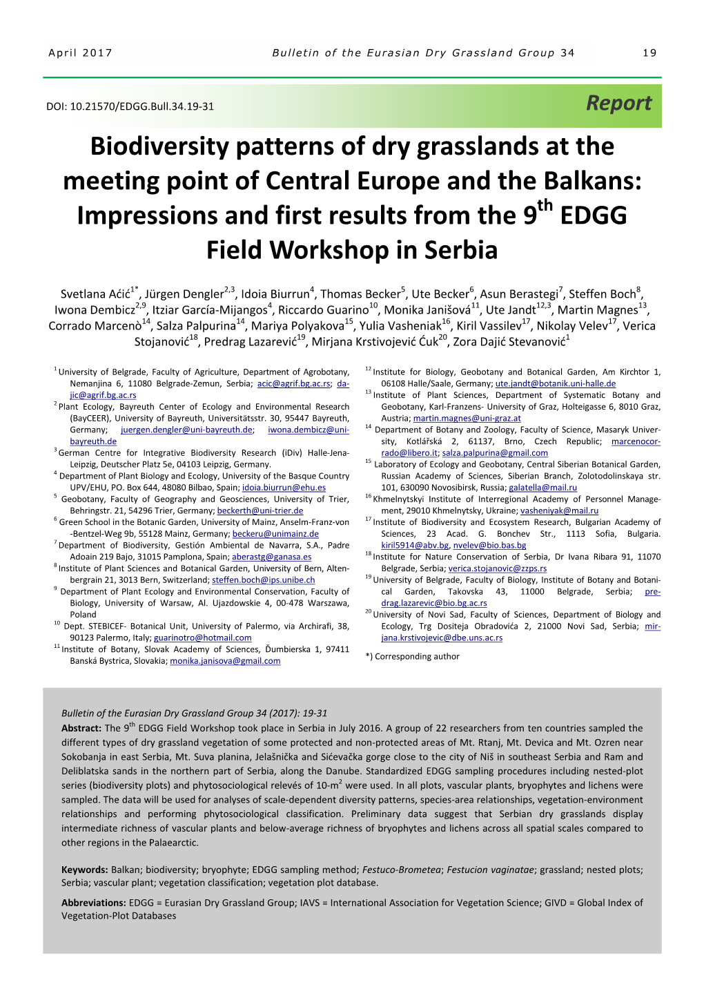 Biodiversity Patterns of Dry Grasslands at the Meeting Point Of