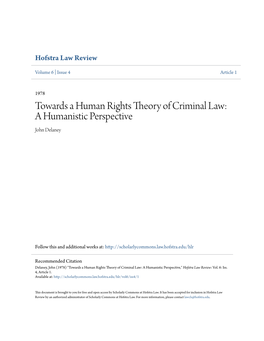 Towards a Human Rights Theory of Criminal Law: a Humanistic Perspective John Delaney