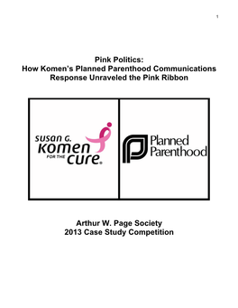 Pink Politics: How Komen's Planned Parenthood Communications