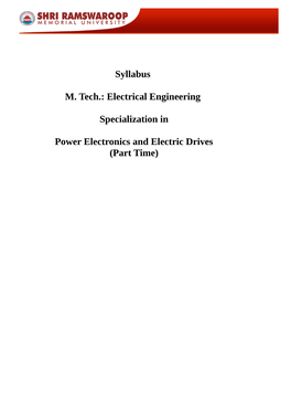 Electrical Engineering Specialization in Power Electronics And