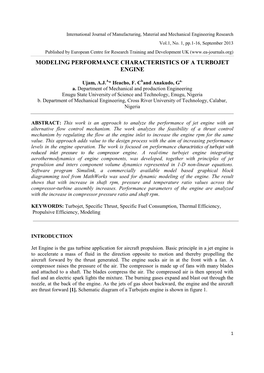 Modeling Performance Characteristics of a Turbojet Engine