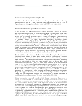 H-France Review Volume 10 (2010) Page 946 H-France Review Vol. 10 (December 2010), No. 221 Michel Sanouillet, Dada in Paris