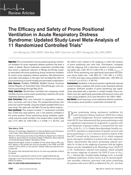The Efficacy and Safety of Prone Positional Ventilation in Acute Respiratory Distress Syndrome: Updated Study-Level Meta-Analysis of 11 Randomized Controlled Trials*