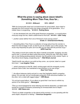 What the Press Is Saying About Jason Isbell's Something More Than Free