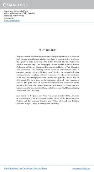 Why Gender? Edited by Jude Browne Frontmatter More Information