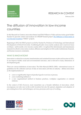 The Diffusion of Innovation in Low-Income Countries