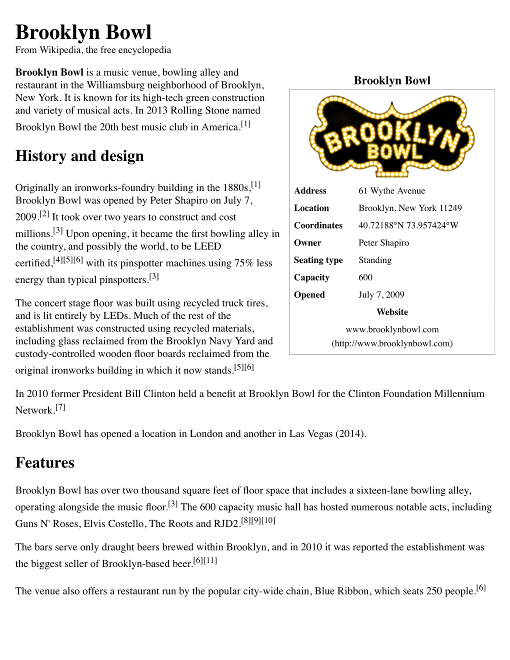 Brooklyn Bowl from Wikipedia, the Free Encyclopedia