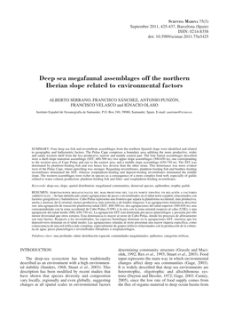 Deep Sea Megafaunal Assemblages Off the Northern Iberian Slope Related to Environmental Factors