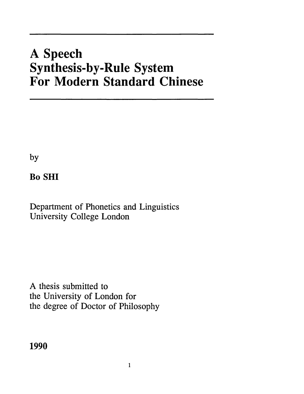 A Speech Synthesis-By-Rule System for Modern Standard Chinese