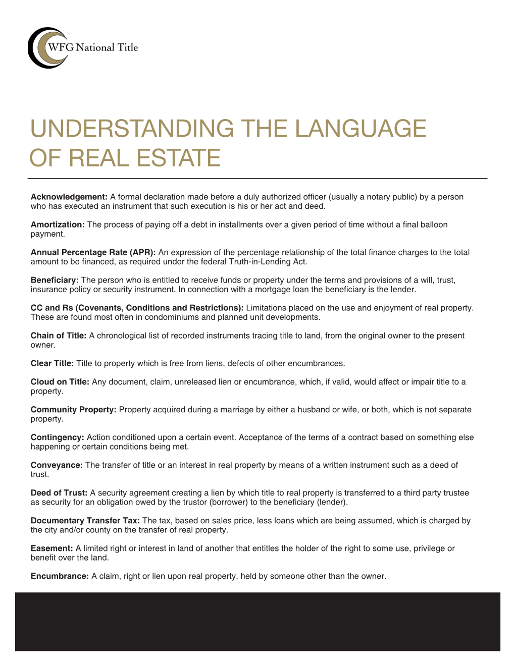 Of Real Estate Understanding the Language