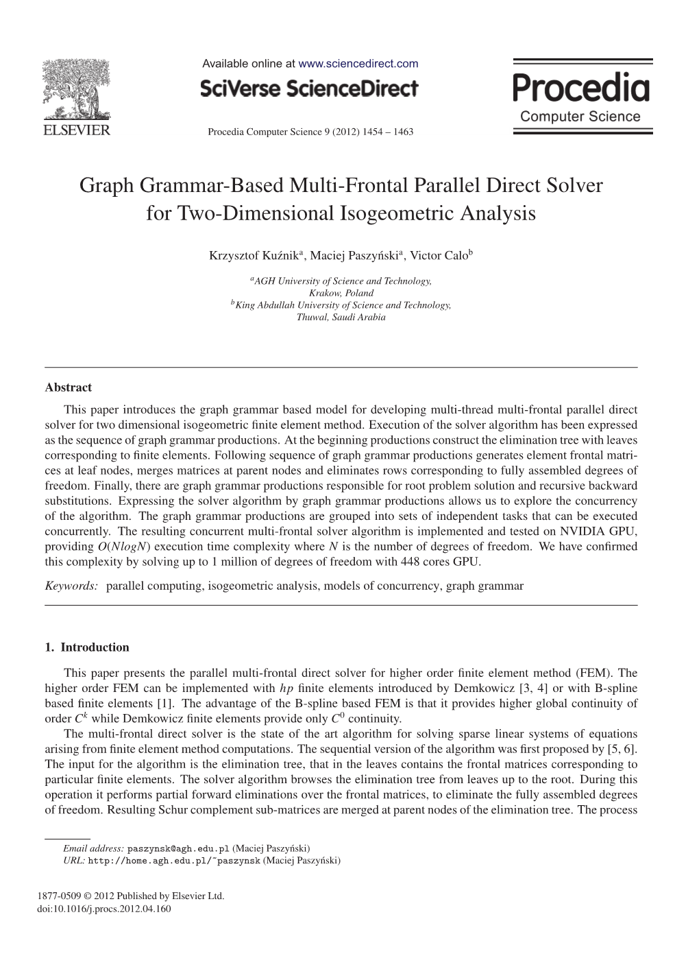 Graph Grammar-Based Multi-Frontal Parallel Direct Solver for Two-Dimensional Isogeometric Analysis