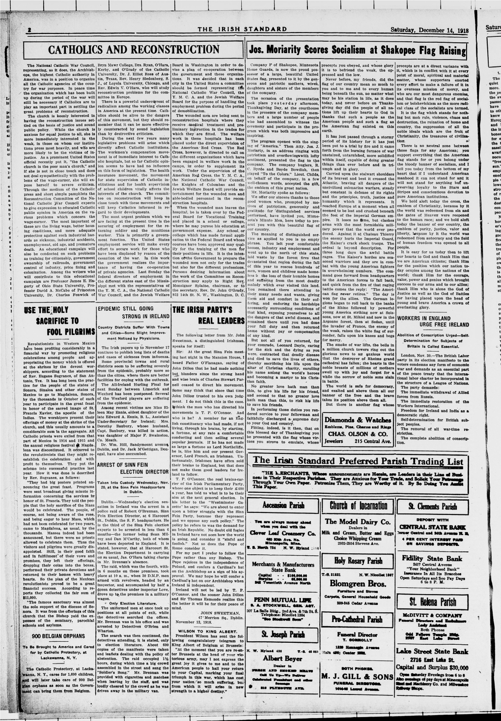 The Irish Standard. (Minneapolis, Minn. ; St. Paul, Minn.), 1918-12-14