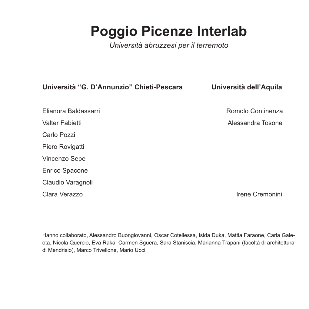 Poggio Picenze Interlab Università Abruzzesi Per Il Terremoto